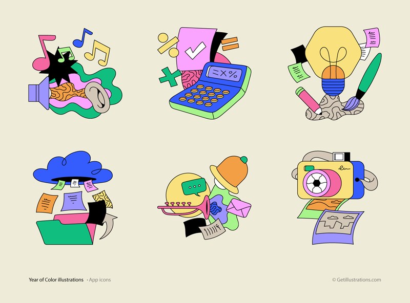 YOC App Icons Illustrations pack showcase image